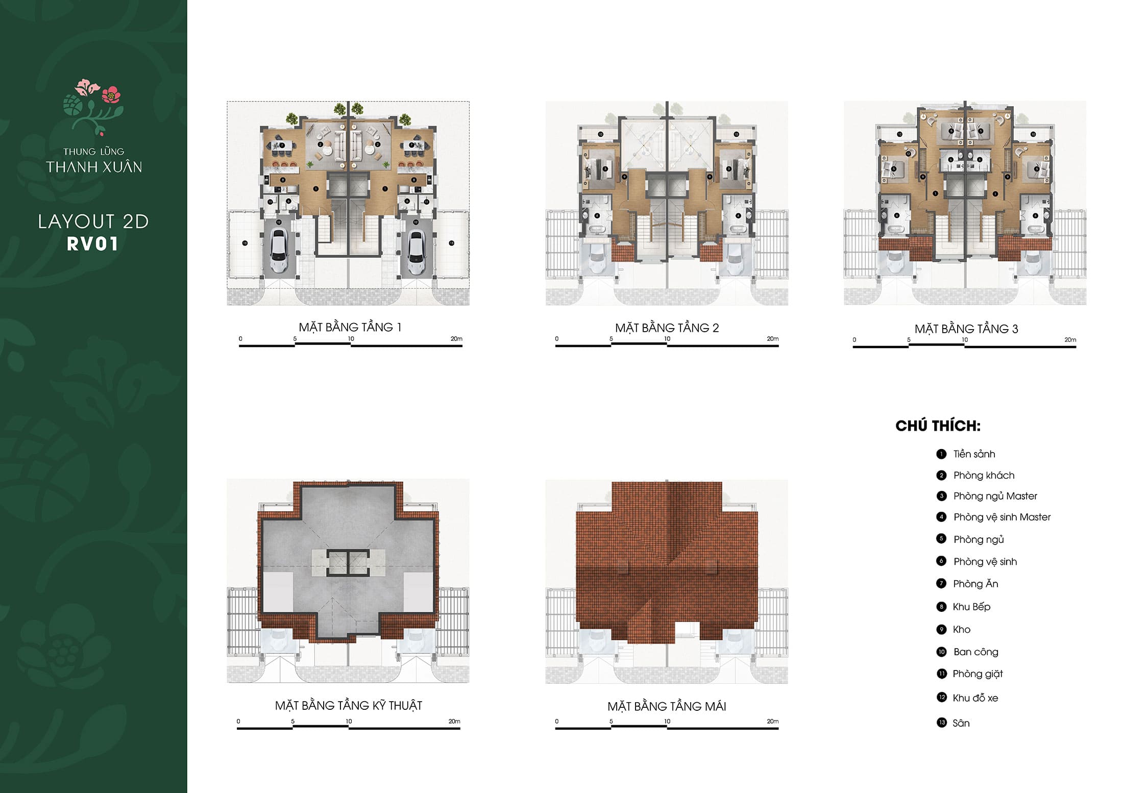 Layout thiết kế căn biệt thự RV01 phân khu Valley Park Residence dự án Thung Lũng Thanh Xuân.