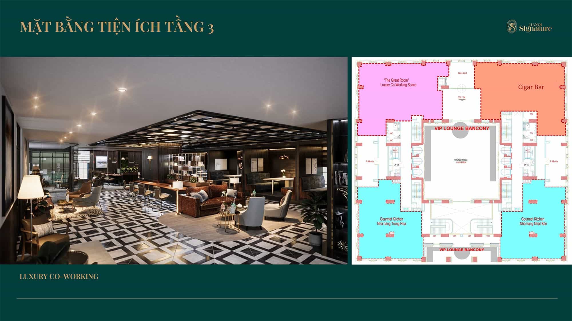 Mặt bằng tiện ích Tầng 3 dự án Hanoi Signature của chủ đầu tư Ramond Holdings.